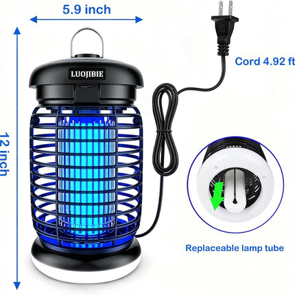 Electric Bug Zapper Outdoor & Indoor Mosquito Killer | 4200V High Voltage Grid, Waterproof Design, UV+LED Dual Light Trap Flying Insects; Fits Backyard, Patio, Home & Garage