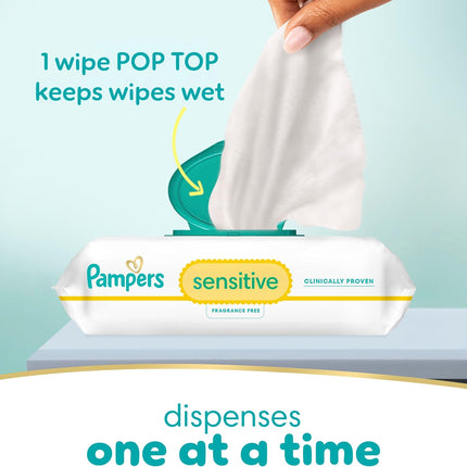 Sensitive Baby Wipes, Clinically Proven, Fragrance Free, Unscented, Water Based, Hypoallergenic, Multi-Use, Hand Wipes 1344 Wipes Total (24X Flip-Top Packs) [Packaging May Vary]