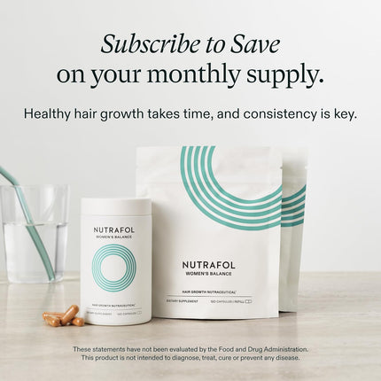 Nutrafol Women'S Balance Hair Growth Supplements, Ages 45 and Up, Clinically Tested for Visibly Thicker Hair and Scalp Coverage, Dermatologist Recommended - 1 Month Supply