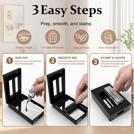 Eyebrow Stamp, Brow Stamp Stencil Kit, Brow Makeup Tool，Black 1：1PC