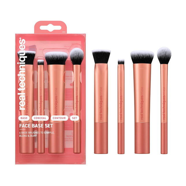 Face Base 4 Piece Makeup Brush Set, Makeup Brushes Set for Foundation, Concealer, Contour & Powder, Cruelty-Free Synthetic Bristles