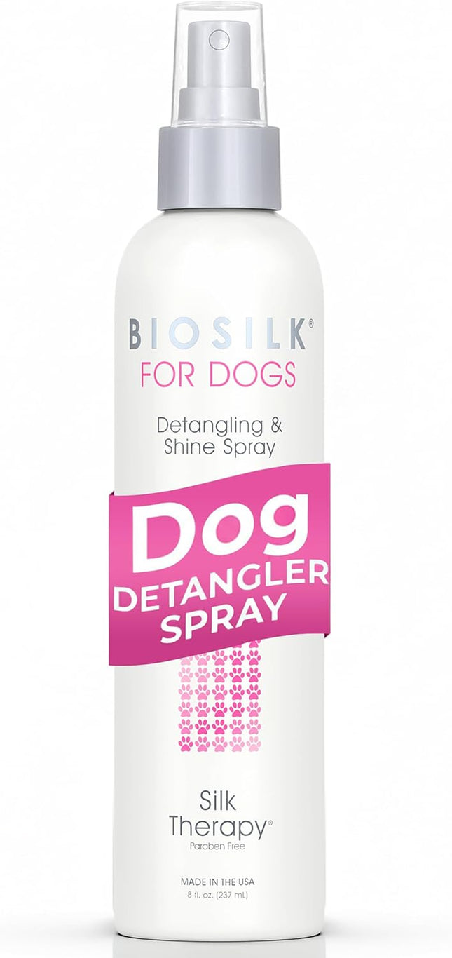 for Dogs Silk Therapy Detangling and Shine Protecting Spray, Ph Balanced Leave-In Mist with Silk and Vitamins for Dematting, Paraben-Free, All Coats and Breeds, 8 Fl Oz