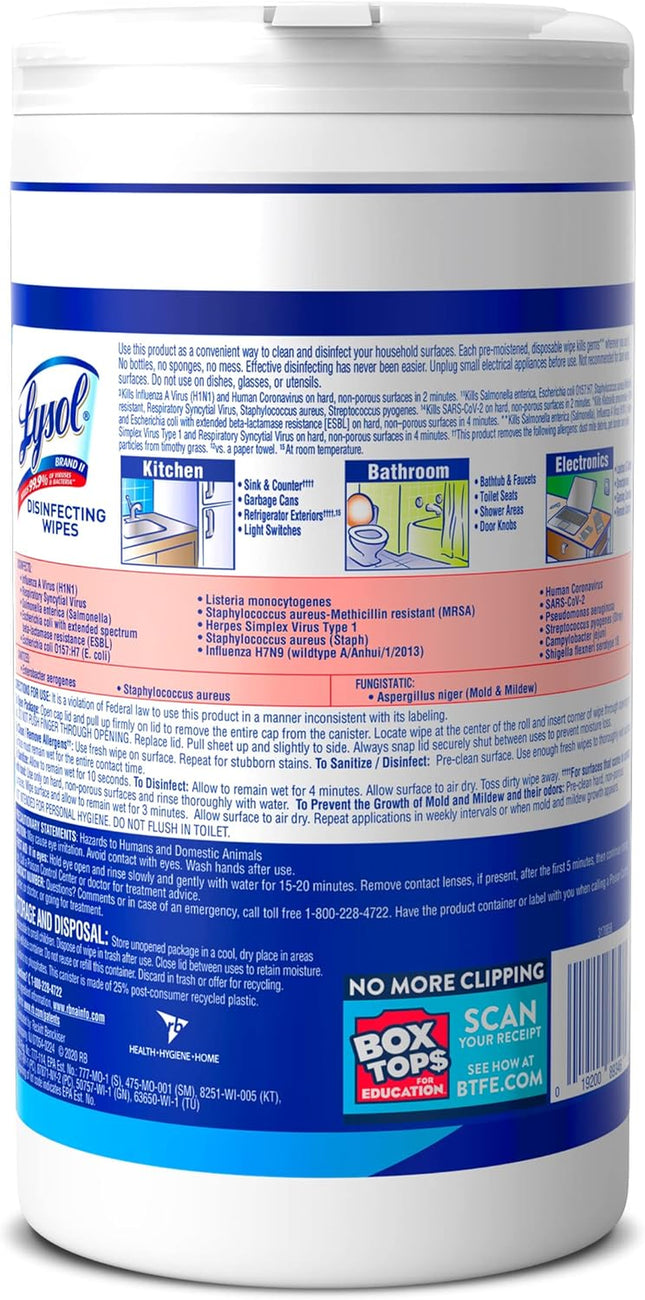 Disinfecting Wipes, All Purpose Cleaner, Multi-Surface Antibacterial Cleaning Wipes, Household Cleaning Supplies, Dorm Essentials, Crisp Linen Scent, 80 Ct.