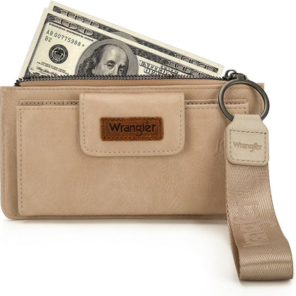 X Wrangler Minimalist Wristlet with Wallet Large Clutch Wallet Women Rfid Card Cases & Money Organizers with Coin Purse and Smooth Zipper
