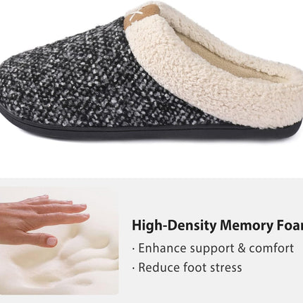 Mens Warm Fuzzy Slip on Slippers, Sherpa Lined House Shoes with Memory Foam for Indoor Outdoor, Mens Gifts for Winter