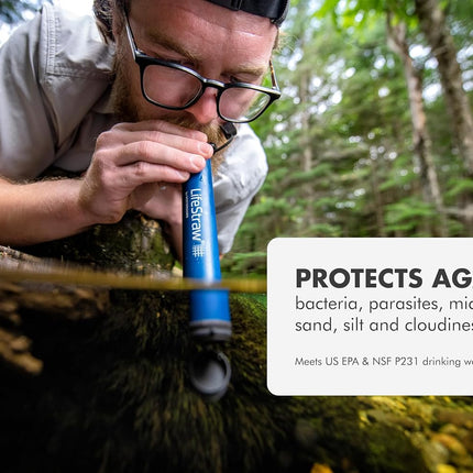Personal Water Filter for Hiking, Camping, Travel, and Emergency Preparedness