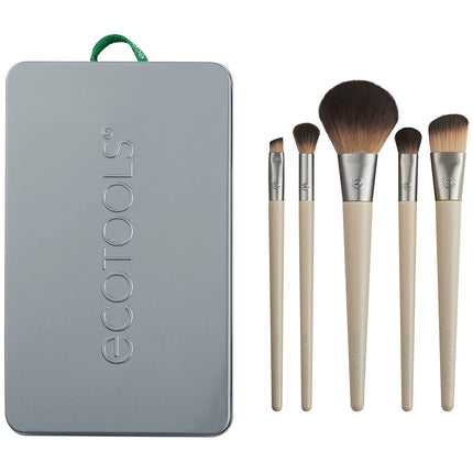 6-Piece Start the Day Beautifully Makeup Brush Set, Makeup Brushes for Eyeshadow, Blush, Concealer, & Foundation Application, Eco-Friendly, Gift Set, Synthetic Hair, Vegan & Cruelty-Free