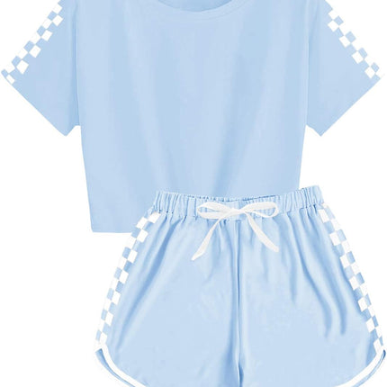 Unisex Girls Boys 2 Piece Outfits Crop Tops and Shorts Set Soft Cotton Clothing Sets Sports Tracksuit