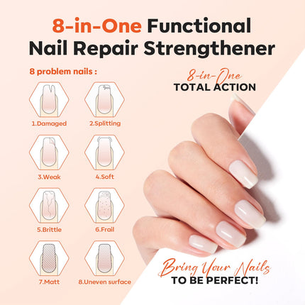 Nail Strengthener, Milky White Nail Polish Nail Repair for Damaged Nails Hardener Quick Dry Nail Growth Natural Nail Concealer Foundation Strengthening Nails & Toenails Women Manicurist