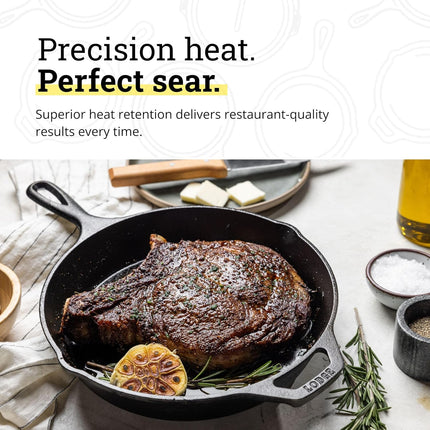 Seasoned Cast Iron Skillet 10.25 Inches - Pfas-Free, Non-Toxic Cookware - Use with an Oven, Stove, Grill, or Campfire - Naturally Non-Stick & Oven Safe | Camping-Cooking-Utensils