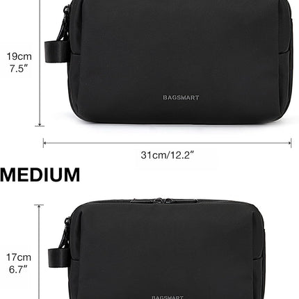 Toiletry Bag for Men, Travel Toiletry Organizer Dopp Kit Water-Resistant Shaving Bag for Toiletries Accessories, Door Room Essentials, Black-Medium