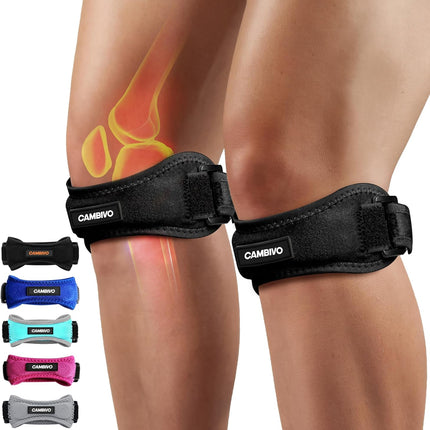 2 Pack Patella Tendon Knee Straps, Knee Brace for Women & Men with Extra Straps, Patella Bands for Pain Relief, Osgood Schlatter, Jumper’S Knee, Tendonitis, Running, Basketball, Volleyball