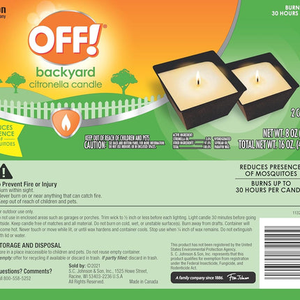 OFF! Backyard Citronella Scented Candle, Ambiance Enhancing Centerpiece, Burns for up to 25 Hours, 8 Oz (Pack of 2)