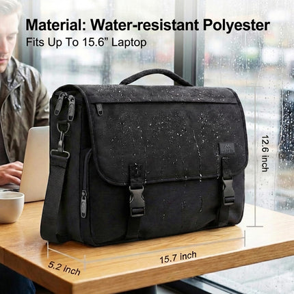 Messenger Bag for Men, Briefcases Lightweight Men'S Laptop Bag 15.6 Inch Water Resistant Crossbody School Satchel Bags Computer Work Office Bag with Shoulder Strap, Black