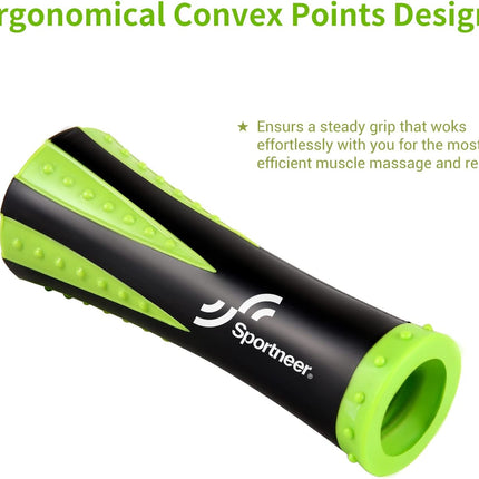 Muscle Roller Stick - Massage Stick for Athletes - Reducing Soreness and Muscle Strain, Soothing Legs Cramps - Physical Therapy & Body Recovery - Black Green