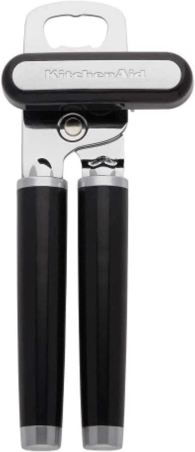 Kitchenaid Classic Multifunction Can Opener and Bottle Opener Easy to Use, Razor Sharp Stainless Steel Cutting Wheel, Soft Ergonomic Handles, Black