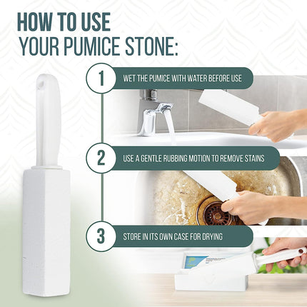 Pumice Stone Toilet Bowl Cleaner with Handle (1-Pack) - a Solution for Hard Water Stains on Toilets, Grills, Tiles, Grout & Pools