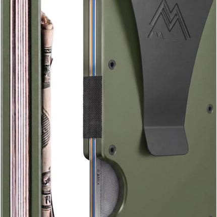 Minimalist Wallet for Men & Women - Slim RFID Wallet, Scratch Resistant, Credit Card Holder & Money Clip, Easily Removable Money & Cards, (Army Green)