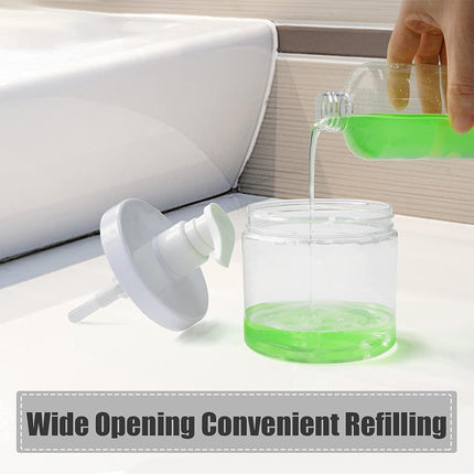 Pump Bottle Dispenser Plastic Refillable Bottles Wide Mouth Jar Style Empty Bathroom Shower Containers for Lotion Shampoo Conditioner (Clear, 2X 500Ml)