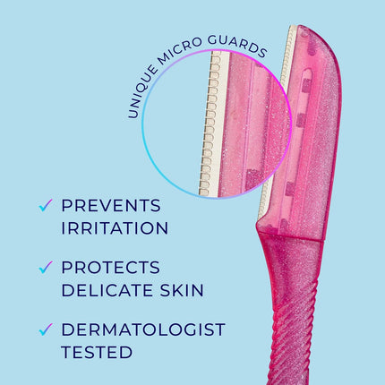 Touch-Up Dermaplaning Tool with Precision Cover, 3Ct | Dermaplane Razor, Face Razors for Women, Peach Fuzz Remover