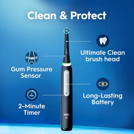 Rechargeable Electric Toothbrush, Io3 Limited Deep Clean, 3 Cleaning Modes, Visual Pressure Sensor to Protect Gums, 2 Brush Heads, Travel Case, White