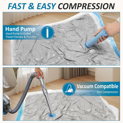 Vacuum Storage Bags, 80% Compression Vacuum Seal Space Saver Plastic Packaging Bags for Clothes, Blankets, Pillow, Bedding, Comforters, Sealer Clothing Storage,20 Combo