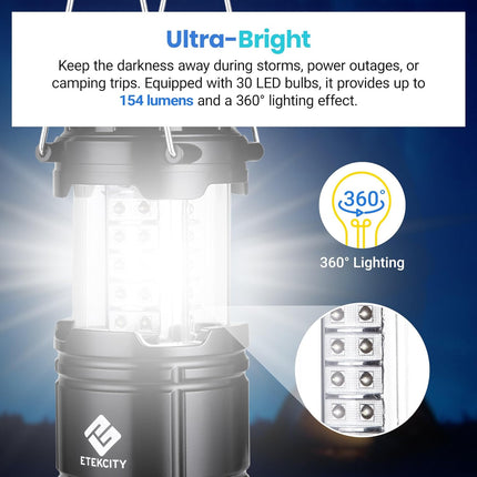 Lantern Camping Essentials Lights, Led Flashlight for Power Outages, Battery Operated Lamp for Emergencies, Survival Gear, Hurricane Preparedness Items, Water Resistant, 2 Pack, Black