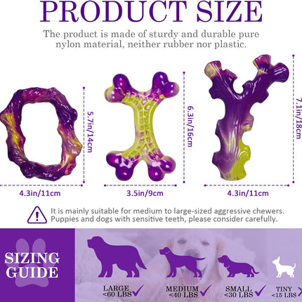Tough Dog Toys for Aggressive Chewers 3 Pack, Indestructible Dog Toys for Large Dogs, Dog Chew Toys, Aggressive Chew Toys to Keep Them Busy, Dog Toy for 30-75Lbs Medium/Large Breeds