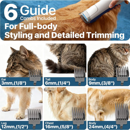 Dog Grooming Kit with Vacuum, 15000Pa Pet Hair Clipper and Shedding Brush, 2L Capacity, White