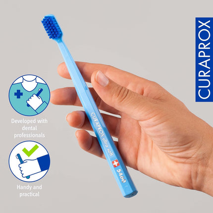 CS 5460 Ultra-Soft Toothbrush – Adult Tooth and Gum Care | Super Soft Curen® Bristles for Gentle Cleaning | Light Blue, Single Pack