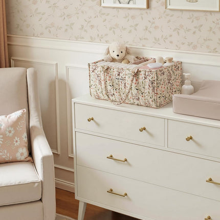 Floral Diaper Caddy Organizer, Stylish Nursery Storage Basket, Diaper Bag,Gift for Baby Shower, Baby Registry Must Have, Newborn Essentials, Pastoral Daisy