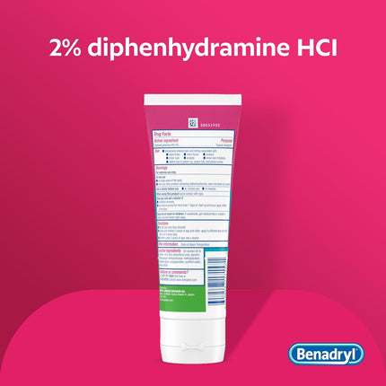 Benadryl Topical Itch Relief Gel, Extra Strength, Contains 2% Diphenhydramine Hcl, Soothing Relief from Scrapes, Insect Bites, Sunburn and More, Great for Outdoors, 3.5 Fl Oz