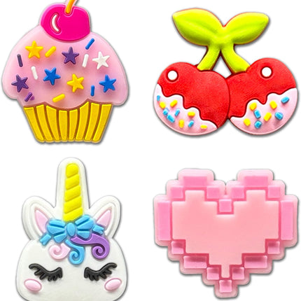 36-Piece Cute Pink Shoe Charms for Girls & Kids – Kawaii Butterfly, Heart, Unicorn, Rainbow, Animal, Fruit, Ice Cream, Lollipop & Happy Face Charms, Adorable Shoe Accessories for Clogs and Sandals, Birthday Gift & Party Favor