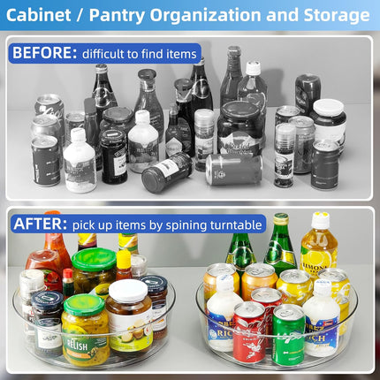 4 Pack Lazy Susan 11.5" Inch Turntable Organizer Organization Storage Container Bins Spice Rack Cabinet Rotating Condiment for Pantry Countertop Kitchen Vanity Bathroom Jewelry Holder Clear | Pantry Organizers and Storage Container Bins Spice Rack Cabinet Condiment for Countertop Kitchen Fridge Bathroom Holder Clear