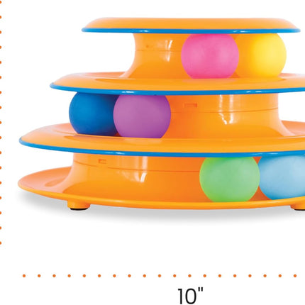 Tower of Tracks Cat Toy – 3-Level Track Tower with 6 Balls, Interactive Cat Toy for Indoor Enrichment