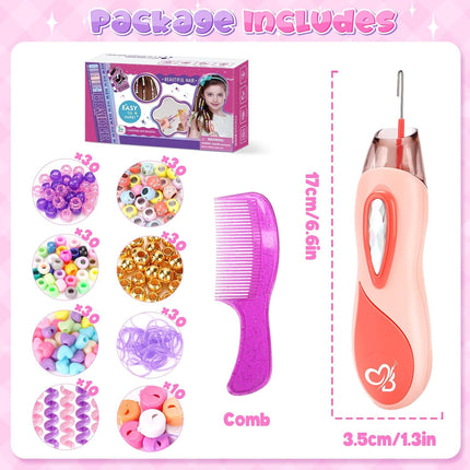 Hair Beads for Kids Girls, Gifts for 5 6 7 8 9 10 Year Old Girl, DIY Hair Accessories Kits with Reusable Beads, Hair Gem Stamper Kit for Kids Age 6-12 Creative Birthday Gifts Girls Toys Age 6-8