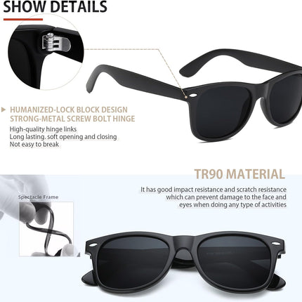Sunglasses Men Polarized Sunglasses for Mens and Womens,Black Retro Sun Glasses Driving Fishing UV Protection