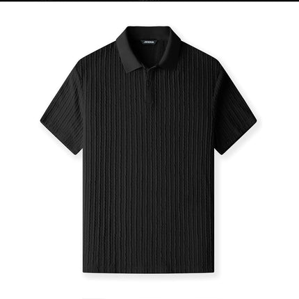 Mens Casual Polo Shirt Summer Short Sleeve Vacation Button Beach Knit Stretchy Golf Shirts