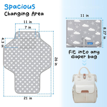 Baby Portable Changing Pad Travel - Waterproof Compact Diaper Changing Mat - Lightweight & Foldable Baby Diaper Changer, Newborn Shower Gifts