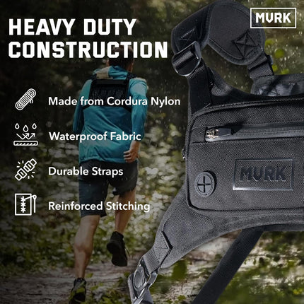 Water Resistant Running Vest Chest Pack, Phone Holder for Running, Lightweight Training Pack with Reflective Detail