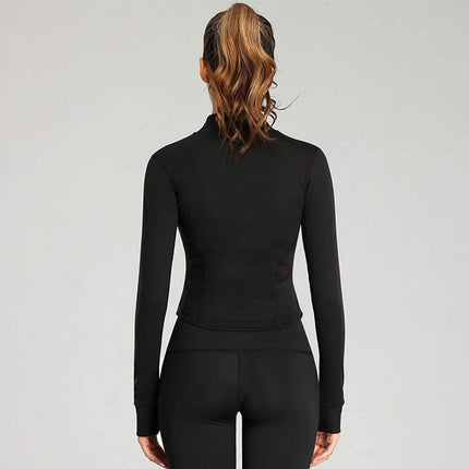 Womens Lightweight Full Zip Running Track Jacket Workout Slim Fit Yoga Sportwear with Thumb Holes