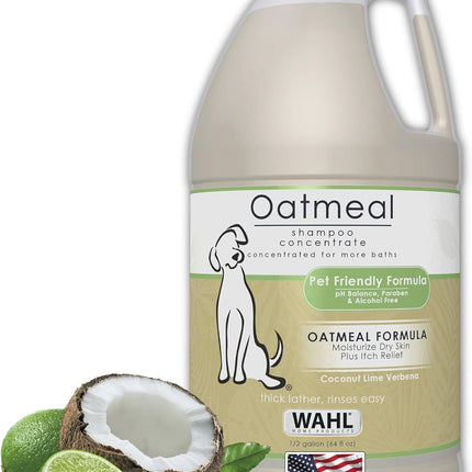 USA Dry Skin & Itch Relief Pet Shampoo for Dogs – Oatmeal Formula with Coconut Lime Verbena Scent - 64 Oz - Model 821004-050