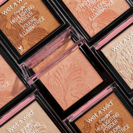 Megaglo Highlighting Powder, Highlighter Makeup, Shimmer Glow, Pink Rose Gold Blossom Glow