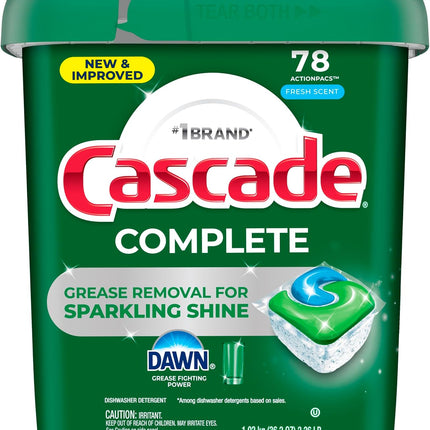 Complete Dishwasher Pods - Fresh Scent Actionpacs, Dishwasher Detergent, Dishwasher Soap, Detergent Pods, 78 Count