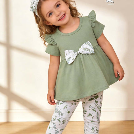 Baby Girl Clothes Toddler Girl Outfits Infant Girl Summer Clothes for Girl Ruffle Shirt Pants+Cute Headband 3PCS