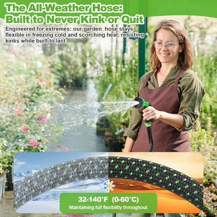Garden Hose 50Ft, Non-Expanding Flexible Hose with 10 Function Nozzle, Lightweight, Kink Free, Sturdy, Leak-Proof, Portable, Water Hose 50Ft for Outdoor, Yard, Lawn, Car Wash and Camper Use