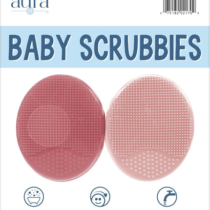 Exfoliating and Massaging Cradle Cap Bath Brushes for Baby, Silicone - 2 Inch X 2.5 Inch, Pink, 2 Pack