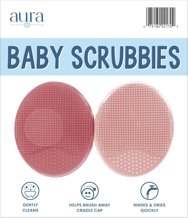 Exfoliating and Massaging Cradle Cap Bath Brushes for Baby, Silicone - 2 Inch X 2.5 Inch, Pink, 2 Pack