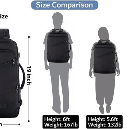 Carry on Backpack, Extra Large Travel Backpack Expandable Airplane Approved Weekender Bag for Men and Women, Water Resistant Lightweight Daypack for Flight 40L, Black