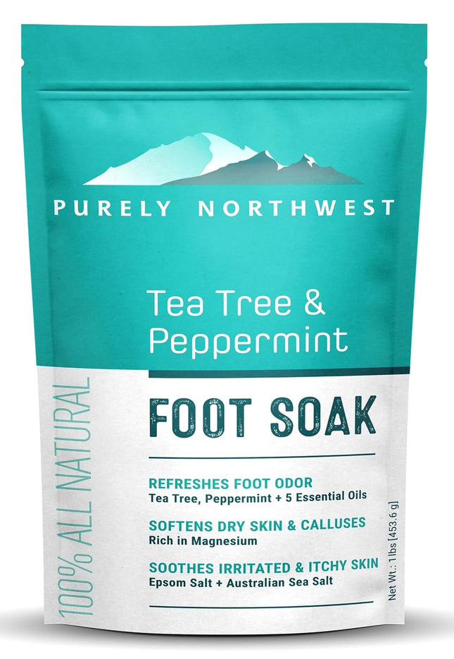 -Tea Tree, Peppermint, MSM & Epsom Salt Foot Soak-For Stubborn Foot Odor, Burning & Itching Associated with Athletes Foot- Softens Dry Skin & Calloused Heels-1 Pound